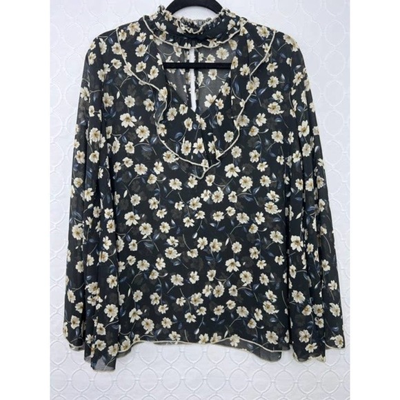 POL Bella Boho Peasant Bell Sleeve Long Sleeve Blouse Top NWOT Size Small - Picture 5 of 10